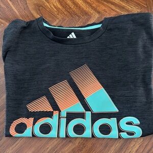 Adidas  BOYS Tee with Aqua and Coral Logo